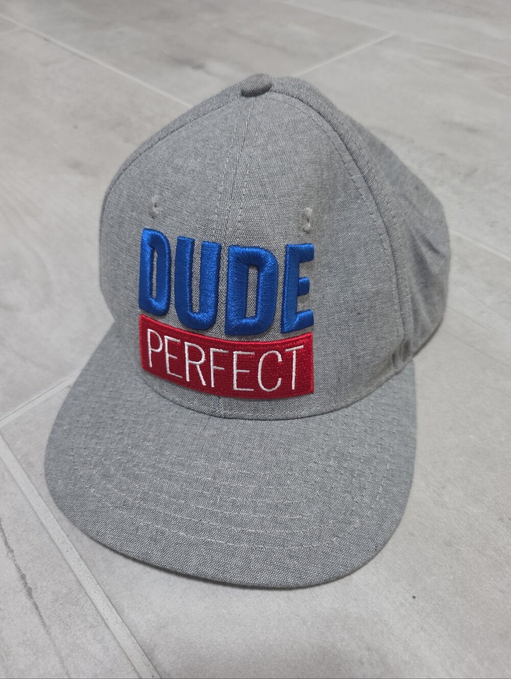 Grey 'Dude Perfect' Embroidered Baseball Cap